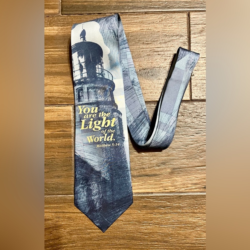 Eagles Wings Religious Blue and Gray 100% Silk Tie‎